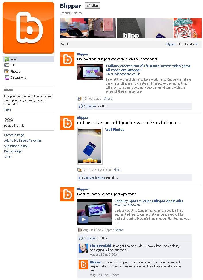 โชว์ case study ของลูกค้าที่มีอยู่ในแฟนเพจ facebook.com/Blippar