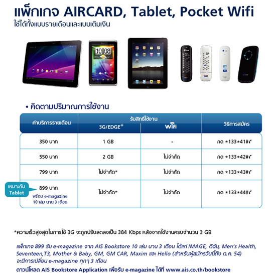 ais3g package aircard tablets pocket wifi