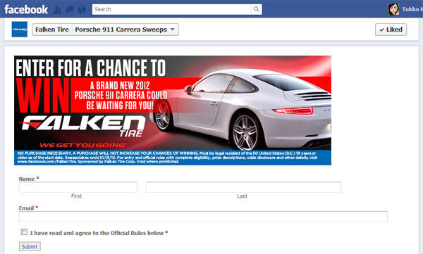 Falken Tire - Porsche 911 Carrera Sweeptake