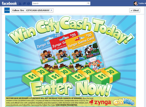 Falken Tire แคมเปญผ่าน Zynga CitiVille