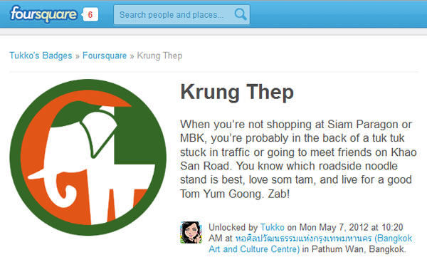 Unlock Badge แรกของไทย – Foursquare Krung Thep Badge