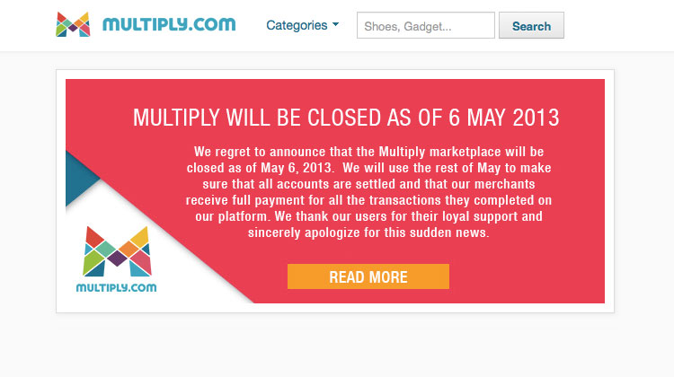 เว็บไซต์ Multiply ประกาศปิดตัว 6 พ.ค. นี้