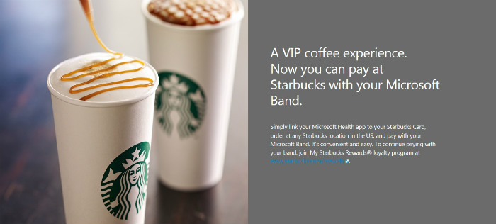 Microsoft Band and Starbucks