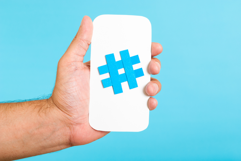 Mobile hashtag vertical concept
