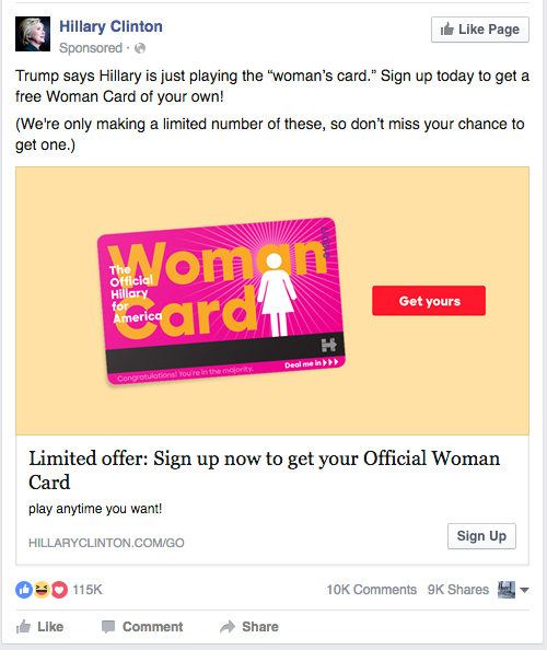 Dark Post ของ Hillary Clinton ในแคมเปญการหาเสียงเป็นตัวแทนลงสมัครประธาธิบดี