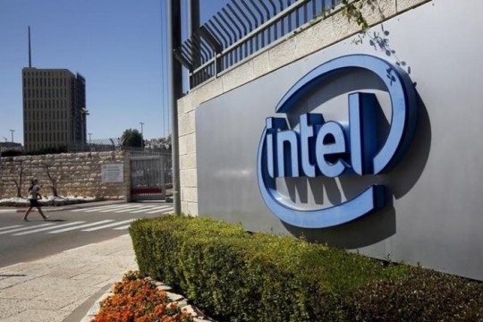 The logo of Intel, the world's largest chipmaker is seen at their offices in Jerusalem