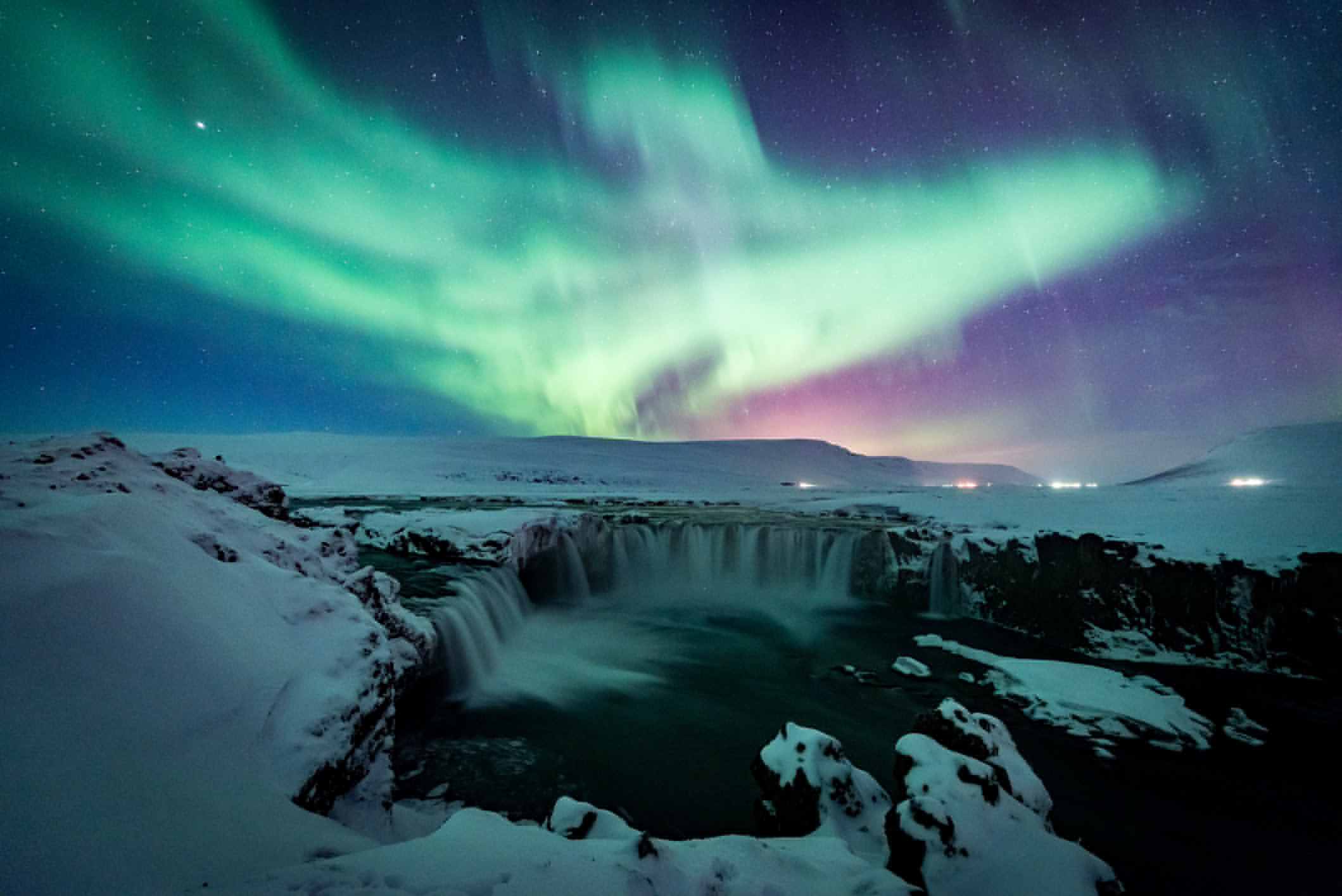 Godafoss with Phoenix Aurora