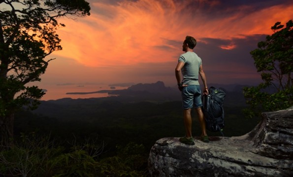 Hiker on the rock