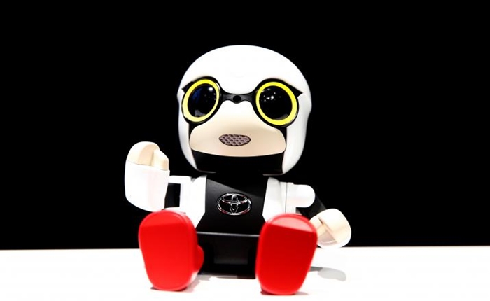 Toyota Motor Corp's Kirobo Mini robot is pictured during a photo opportunity after a news conference in Tokyo