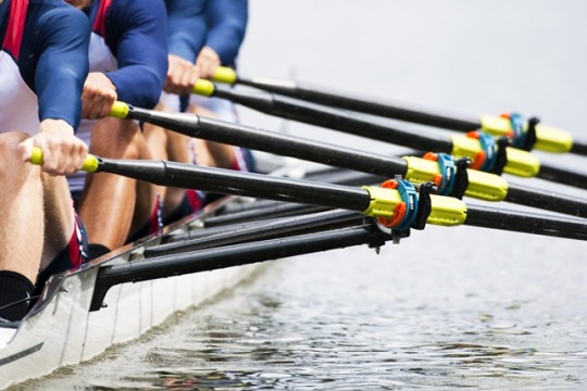 Close up of men's rowing team