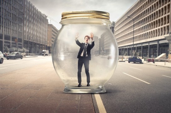Trapped businessman