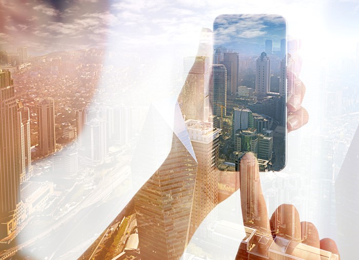 Using smart phone double exposure