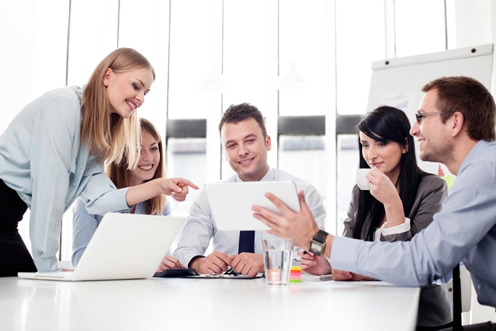 Group of business people working at office
