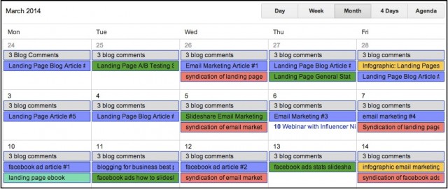 content calendar example