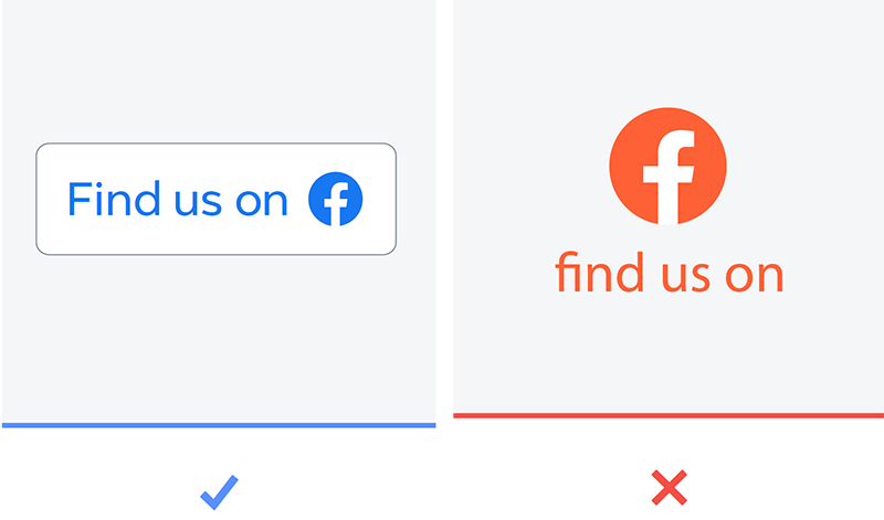 Facebook-brand-guideline การใช้ find us on facebook