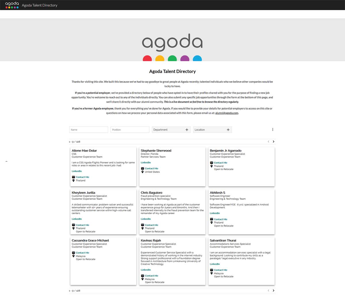 Agoda talent directory