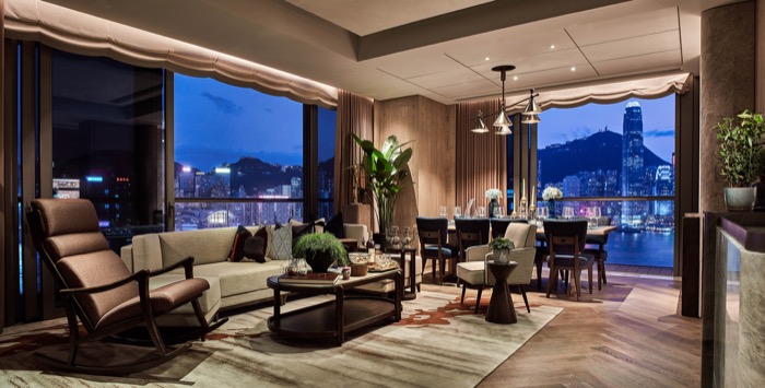 K11 ARTUS_Suite interior, with window view of VIctoria Harbour
